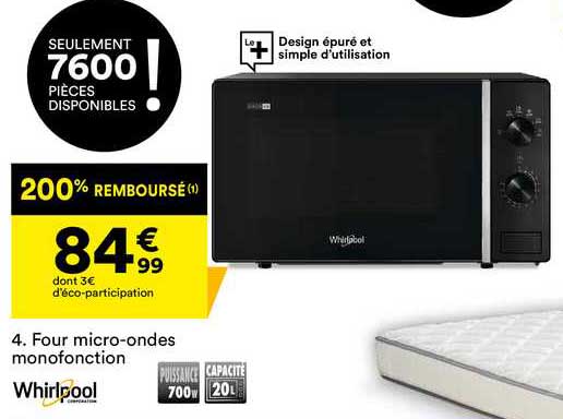 four micro-ondes monofonction whirlpool