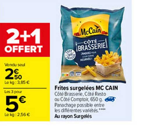 frites surgelées mc cain 2+1 offert