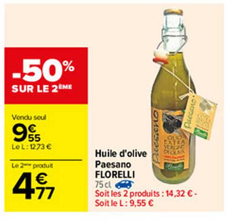 Huile D'olive Paesano Florelli -50% Sur Le 2ème