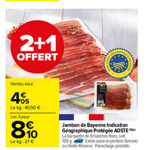 jambon de bayonne indication géographique protégée aoste