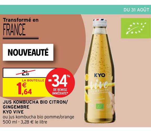 jus kombucha bio citron-gingembre kyo vive