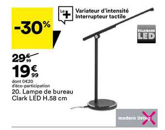 lampe de bureau clark led h. 58 cm