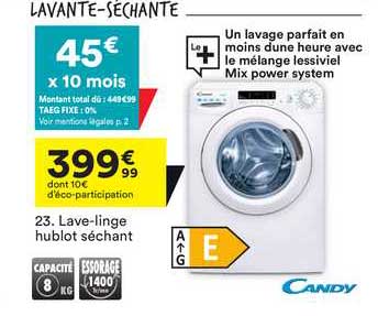 lave-linge hublot séchant candy
