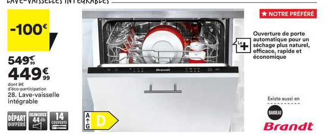lave-vaisselle intégrable brandt