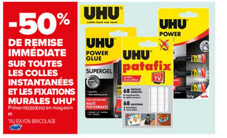 les colles instantanées et les fixations murales uhu