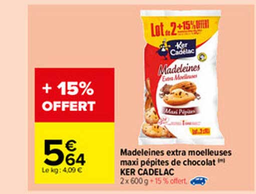 madeleines extra moelleuses maxi pépites de chocolat  ker cadelac