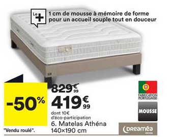 matelas athéna 140x190 cm dreaméa