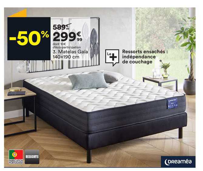 matelas gaïa 140x190 cm dreaméa