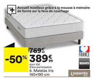 matelas iris 140x190 cm dreaméa