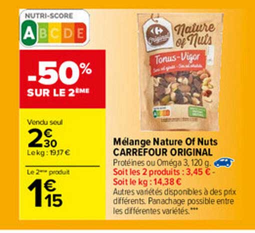 mélange nature of nuts carrefour original -50% sur le 2ème