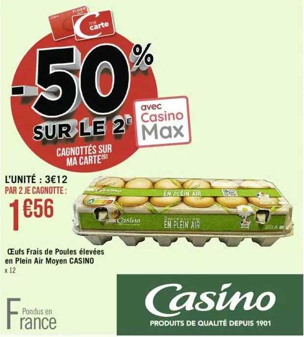oeufs frais de poules élevées en plein air moyen casino