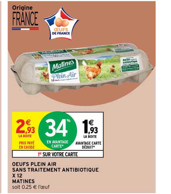 oeufs plein air sans traitement antibiotique x12 matines