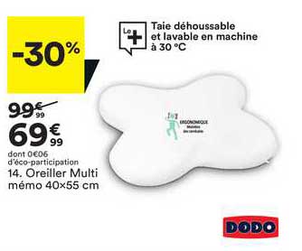 Oreiller Multi Mémo 40x55 Cm Dodo