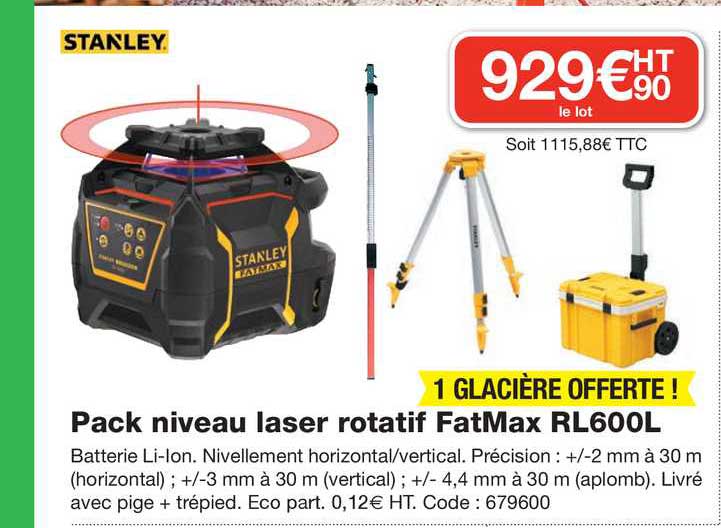 pack niveau laser rotatif fat max rl600l stanley