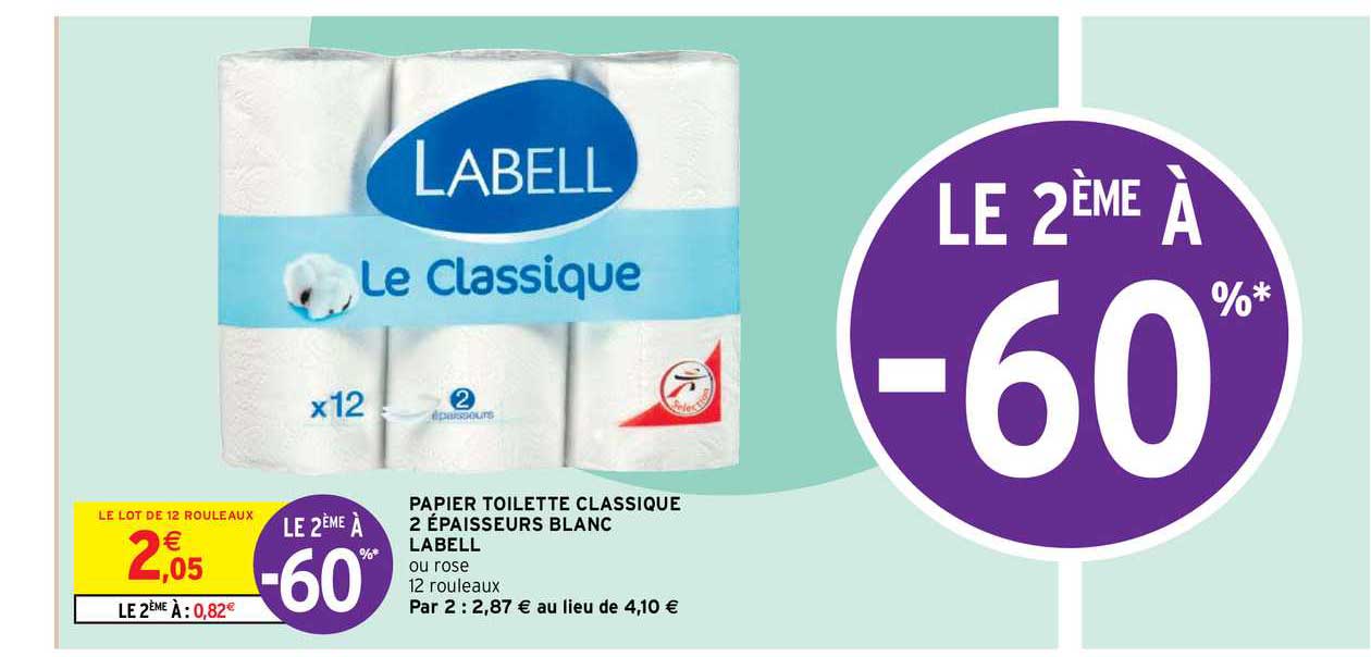 papier toilette classique 2 épaisseurs blanc labell