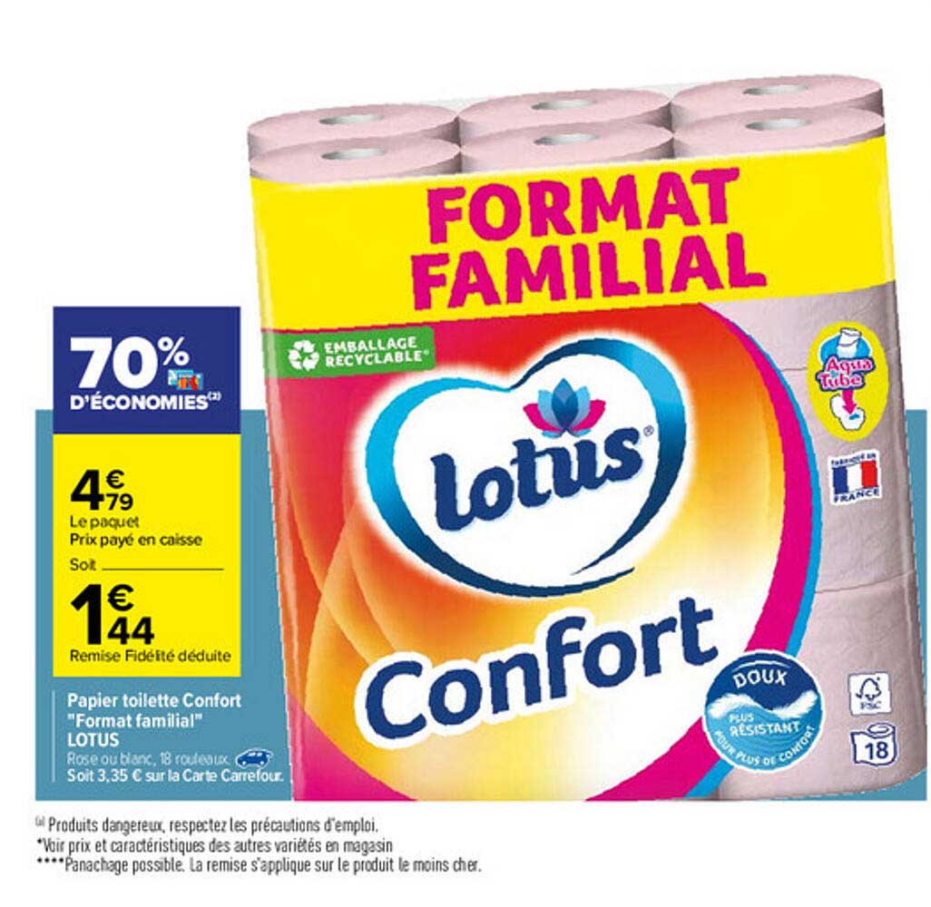 papier toilette confort "format familial" lotus
