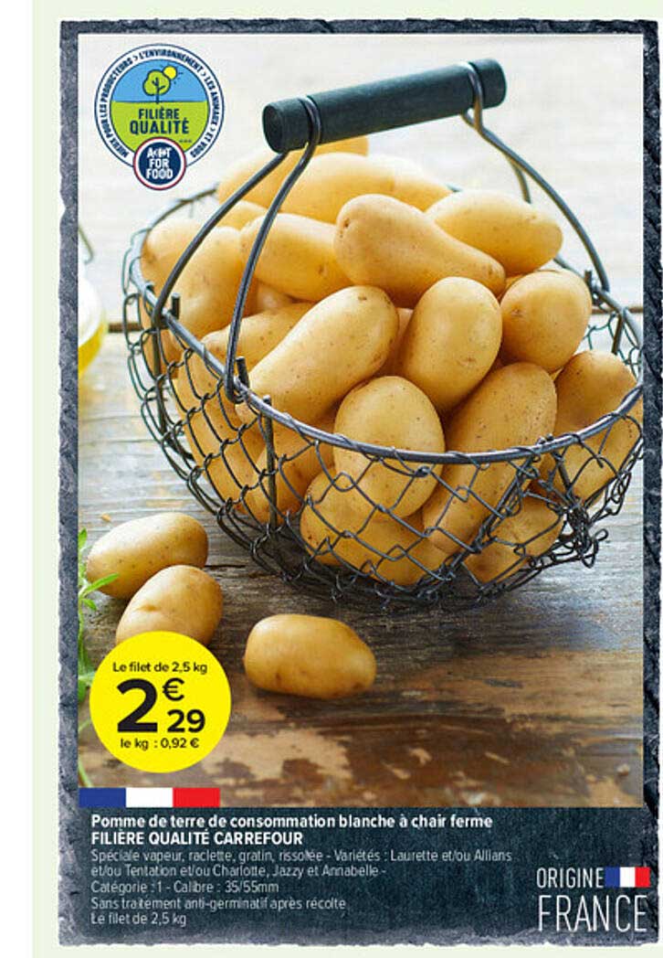 Pomme De Terre De Consommation Blanche à Chair Ferme Filière Qualité Carrefour