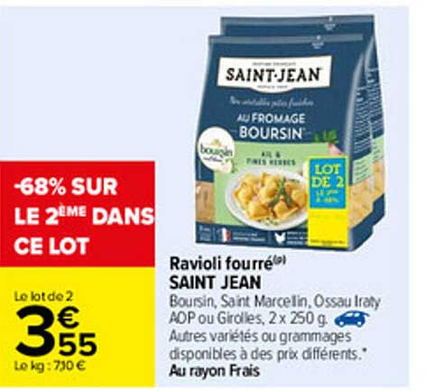 ravioli fourré saint jean -68% le 2ème dans ce lot
