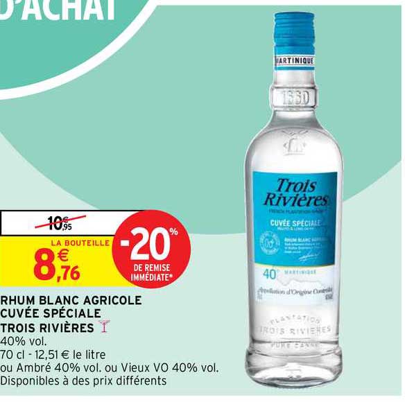 rhum blanc agricole cuvée spéciale trois rivières
