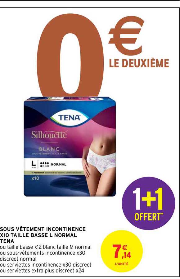 sous vêtement incontinence x10 taille basse l normal tena