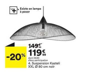 Suspension Kasteli Xxl Ø 80 Cm Noir
