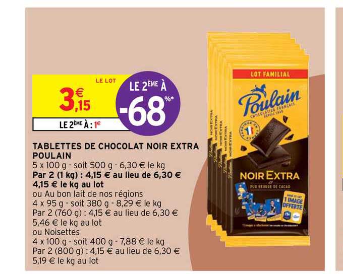 Tablettes De Chocolat Noir Extra Poulain