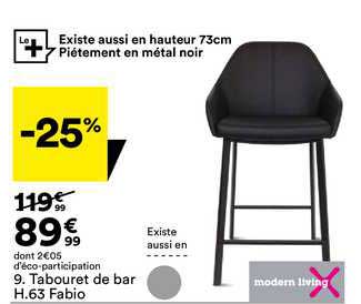 tabouret de bar h.63 fabio