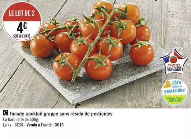 tomate cocktail grappe sans résidu de pesticides