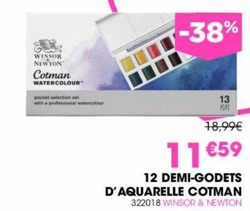 12 mini-godets d'aquarelle cotman