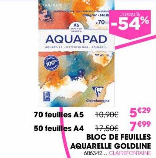 Bloc De Feuilles Aquarelle Goldline