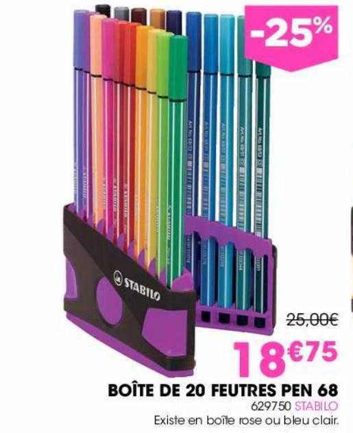 boîte de 20 feutres pen 68
