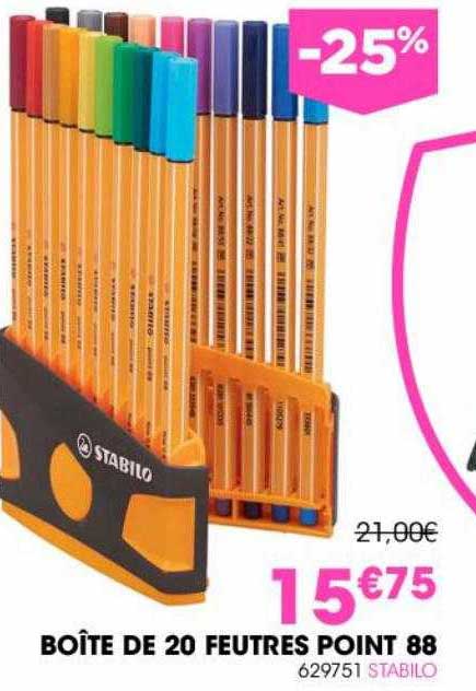 boîte de 20 feutres point 88