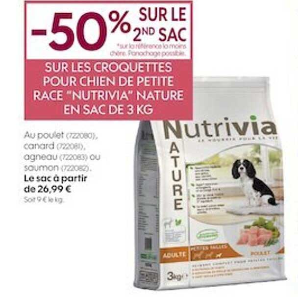 Croquettes Pour Chien De Petite Race "nutrivia" Nature En Sac De 3 Kg