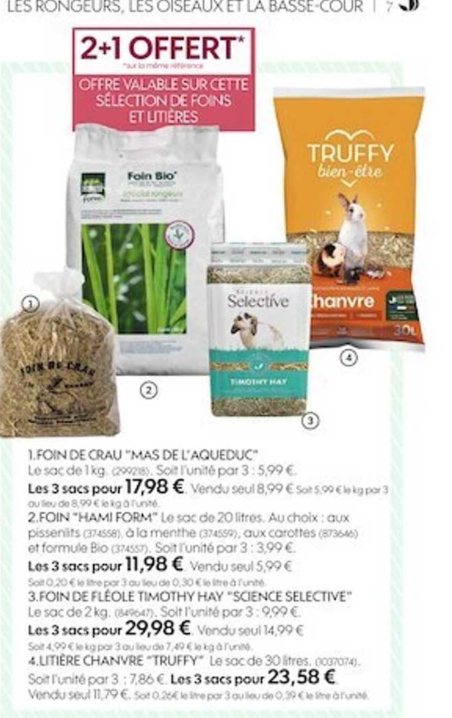 foin de crau "mas de l'aqueduc", litire chanvre "truffy"