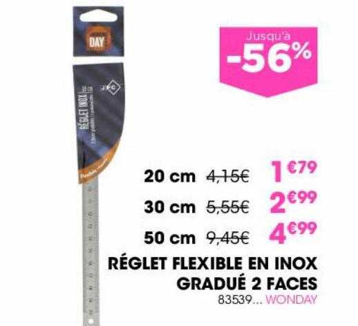 réglet flexible en inox gradué 2 faces