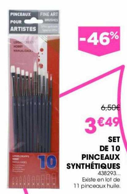 Set De 10 Pinceaux Synthétiques