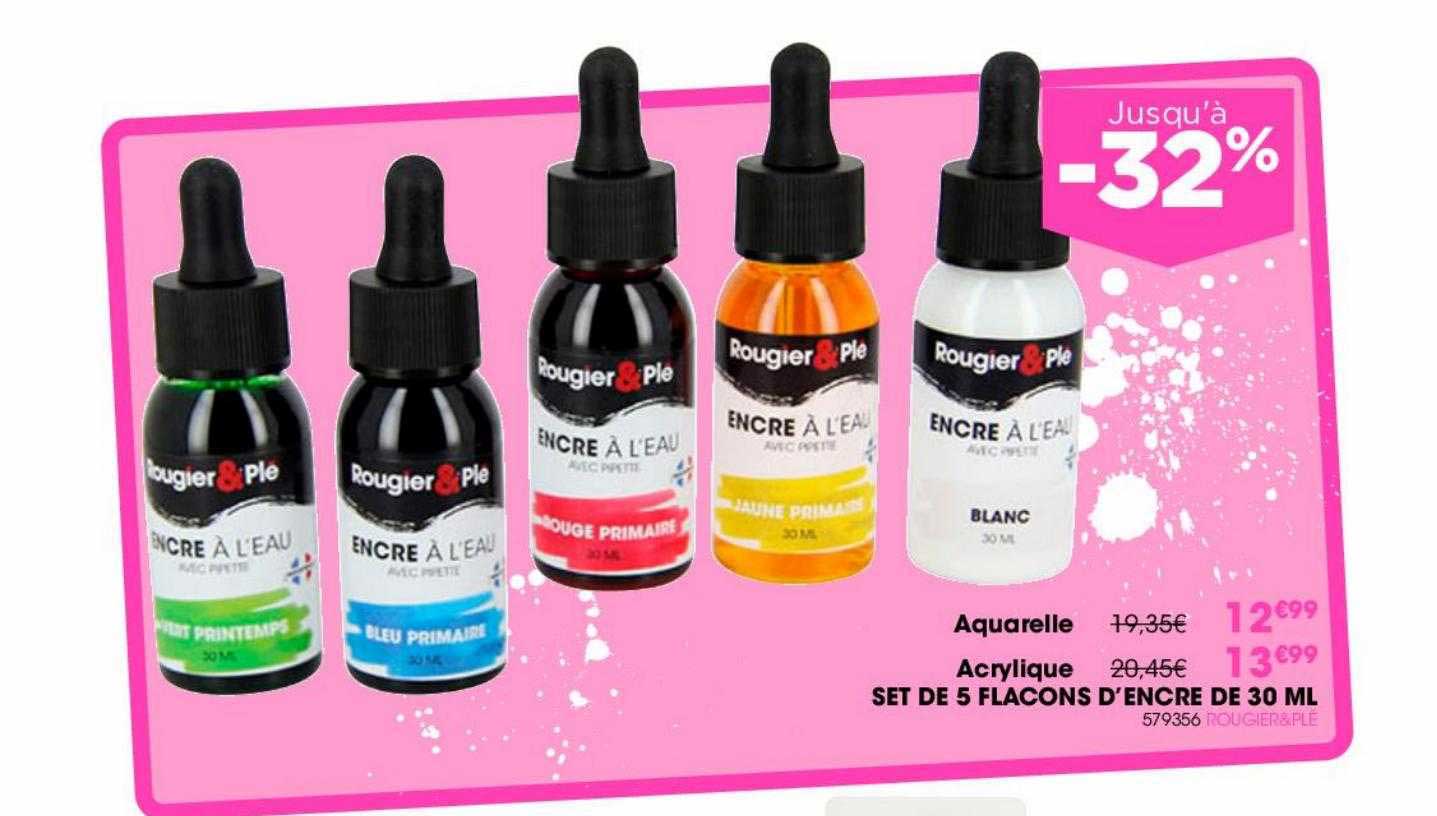 set de 2 flacons d'encre de 30 ml aquarelle, acrylique