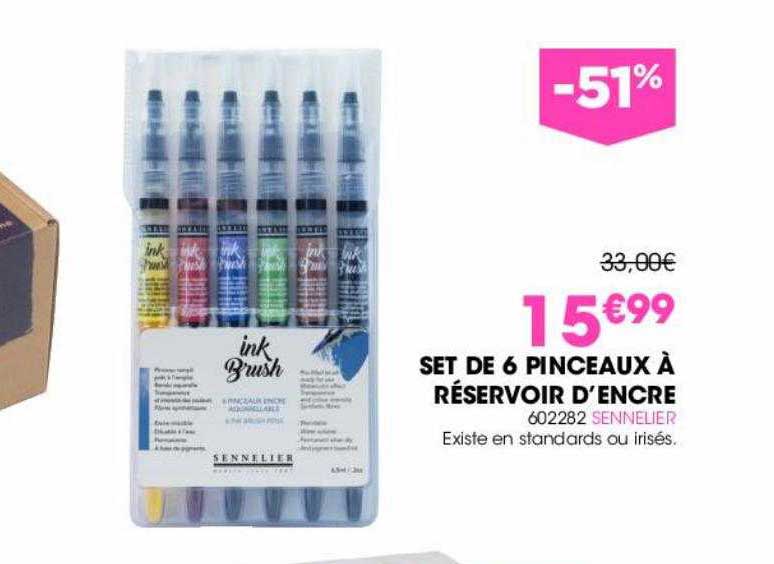 set de 6 pinceaux à réservoir d'encre