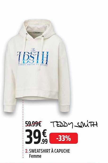 sweatshirt à capuche femme teddy smith