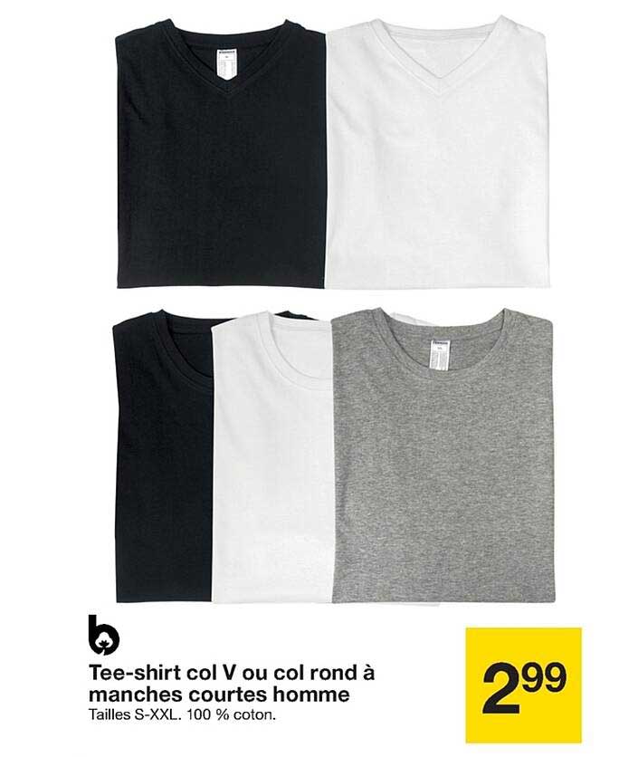 Tee-shirt Col V Ou Col Rond à Manches Courtes Homme