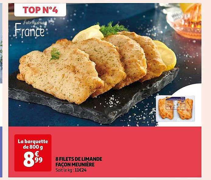 8 filets de limande façon meunière