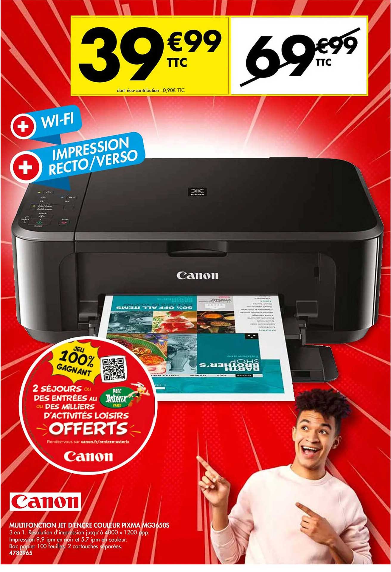 multifonction jet d'encre couleur pixma mg3650s canon