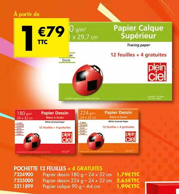 pochette 12 feuilles + 4 gratuites