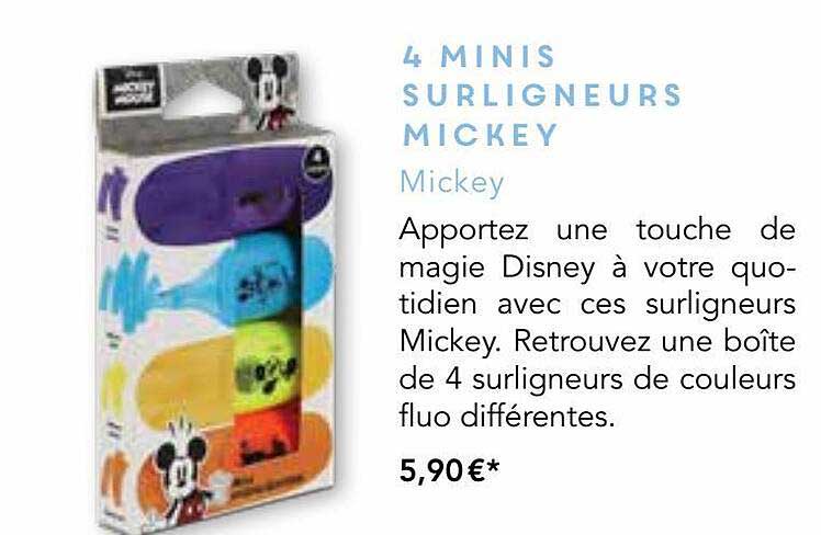 4 Minis Surligneurs Mickey