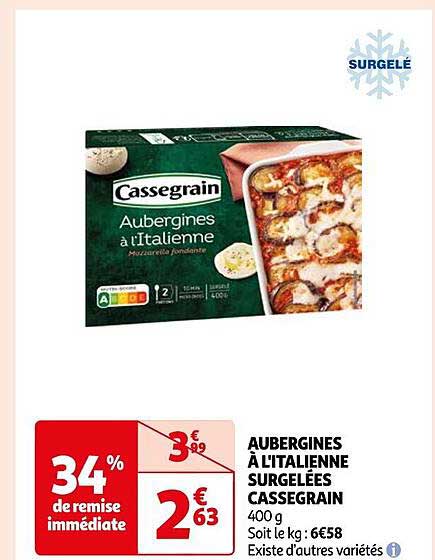aubergines à l'italienne surgelées cassegrain