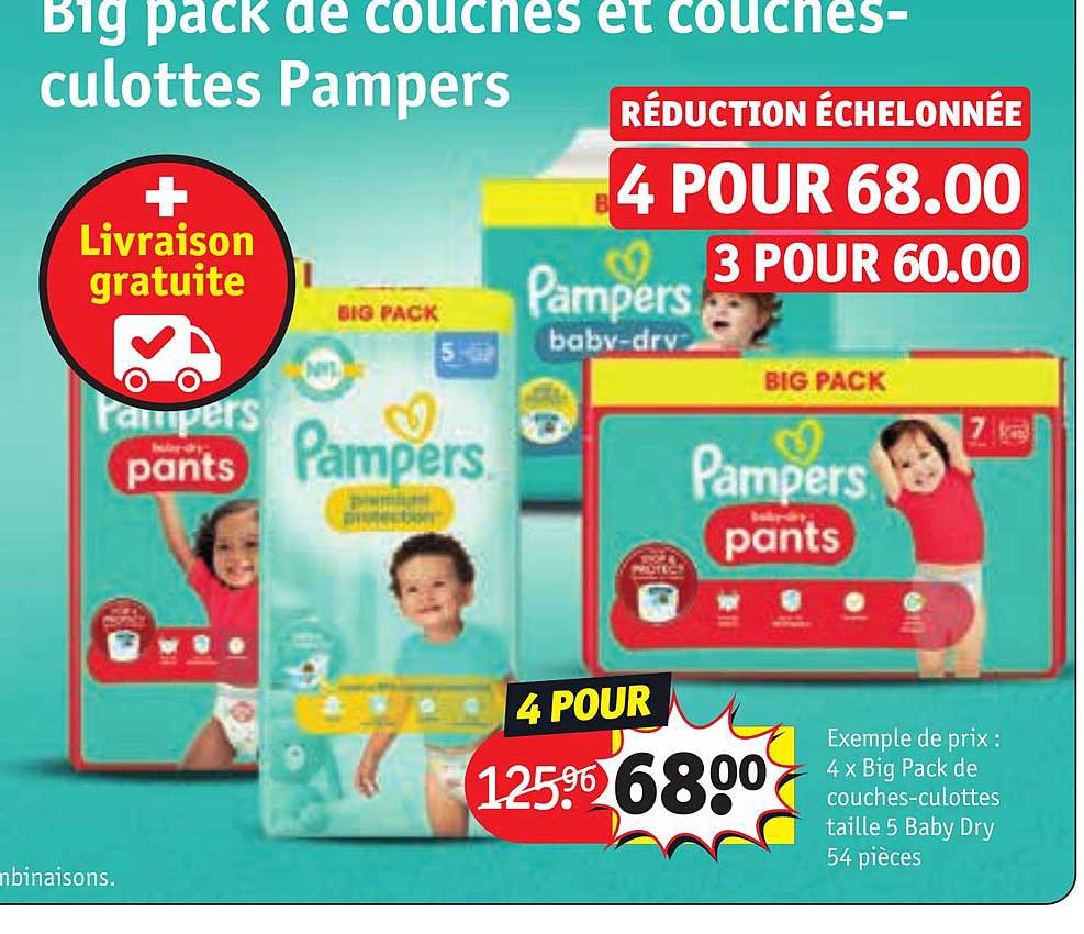 big pack de couches et couches-culottes pampers