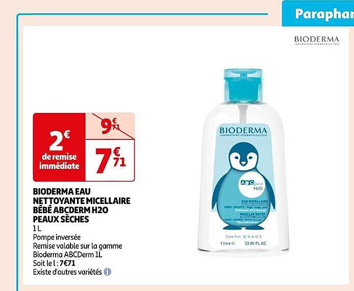 bioderma eau nettoyante micellaire bébé abcderm h20 peaux sèches