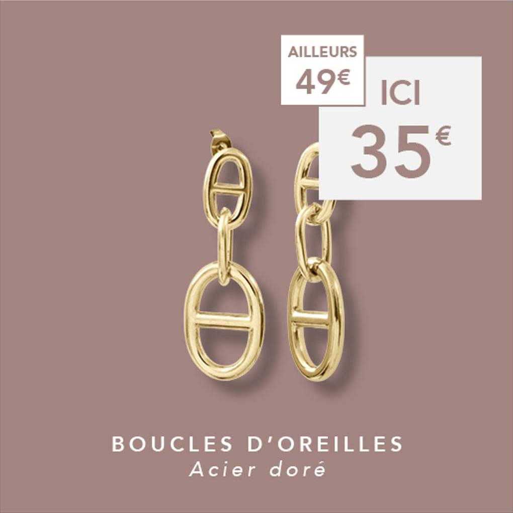 boucles d'oreilles acier doré