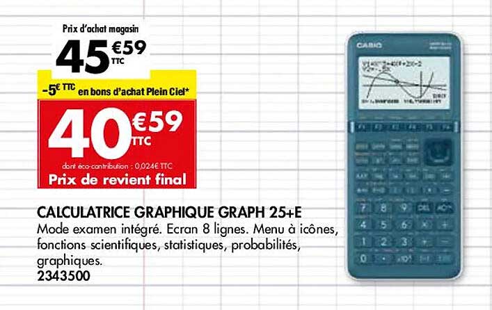 calculatrice graphique graph 25+e casio