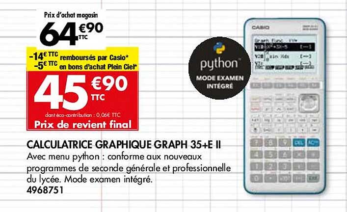 calculatrice graphique graph 35+e II casio